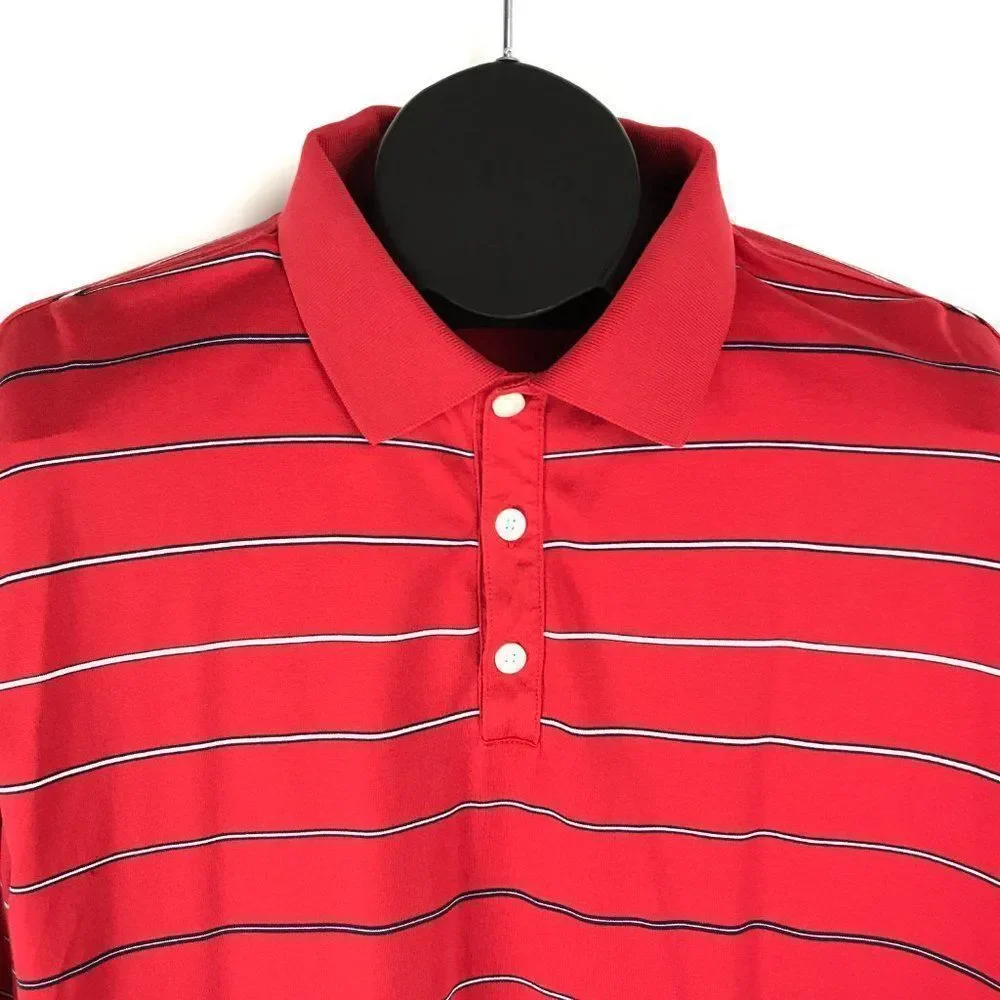 Nike Golf Polo Shirt Men's XXL Short Sleeve Red Striped 100% Cotton Casual